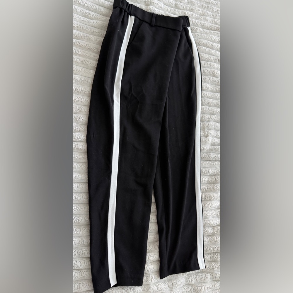 Zara Black Pants with white stripe down the side. Awesome. Ankle length